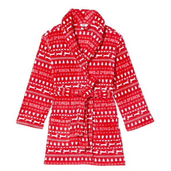 🆕 PINK VICTORIA’S SECRET SLEEP FLUFFY ROBE CHRISTMAS HOLIDAY MEDIUM/LARGE 8-14 - Picture 3 of 8